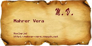 Mahrer Vera névjegykártya